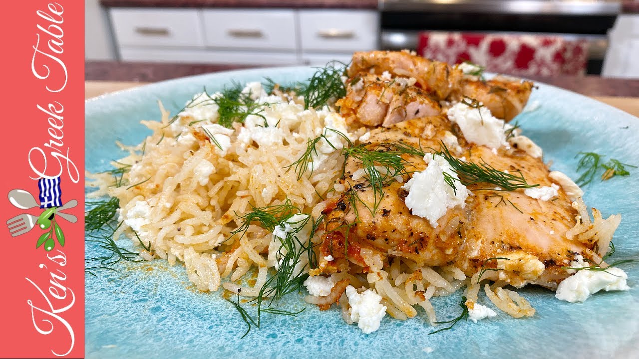 Greek Style Marinated Salmon & Rice Bake   Ken Panagopoulos