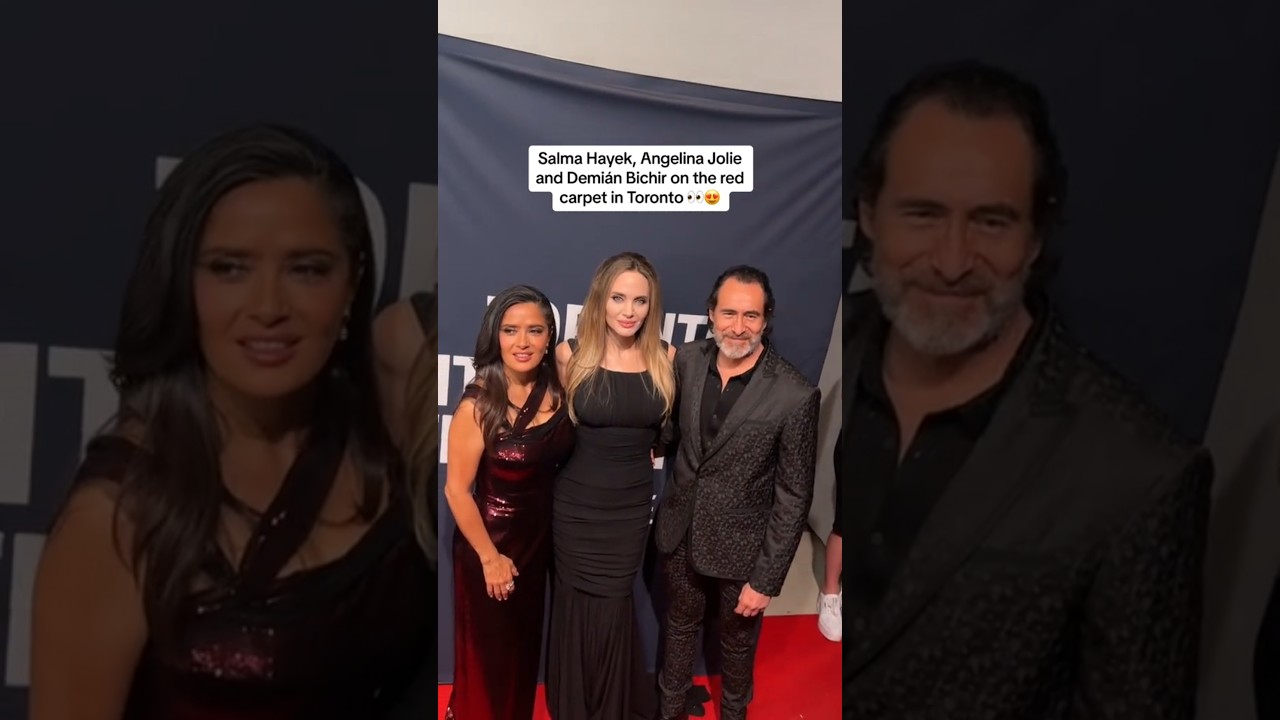 Director Angelina Jolie posed with her stars Salma Hayek Pinault and Demian Bichir at TIFF