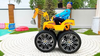 Super Senya and his Children's Tractor with Huge Wheels