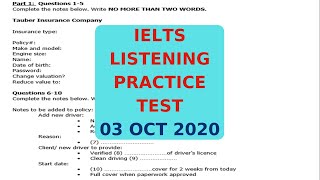 IELTS LISTENING PRACTICE TEST 3 OCT 2020