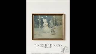 Christmas Bunny & Snowman Wall Art Printable | Winter Storybook Decor | Vintage Nursery Holiday R...