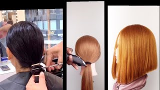 Coupe carré plongeant à faire soi-même/Square bob haircut to do it yourself  - YouTube
