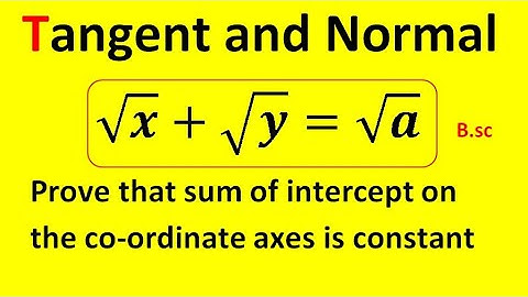 Tangent and Normal | sum of intercept is contant |  important curve | proof | focus B.sc