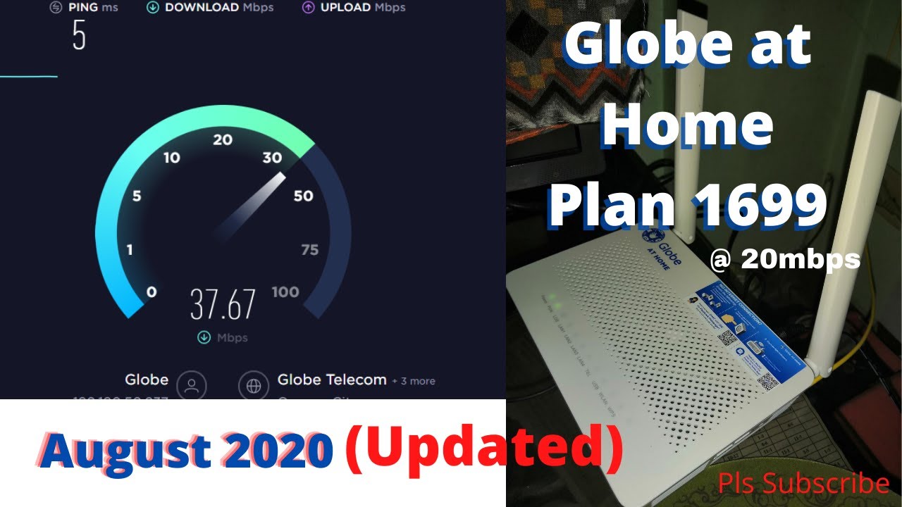 Globe fiber Plan 1699 new 20mbps speed test (August 2020) YouTube