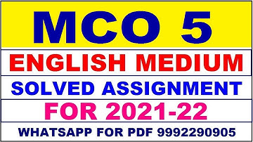 MCO 5 Solved Assignment 2021-22 in ENGLISH,  Whatsapp For Pdf  9992290905.