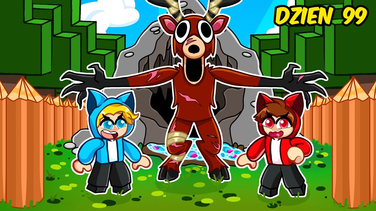 ZBUDOWALIŚMY BAZE W JASKINI CHOREGO JELENIA W 99 NOCY w LESIE w ROBLOX!
