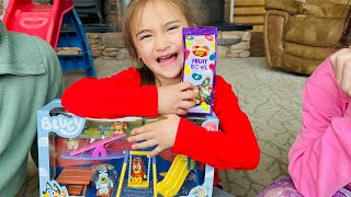 🌈Cute Baby Girl Unboxing Bluey  Collection | Bluey Deluxe Play & Go Playset ASMR #bluey #asmr