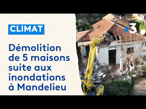 Démolition de 5 maisons suite aux inondations à Mandelieu (06)
