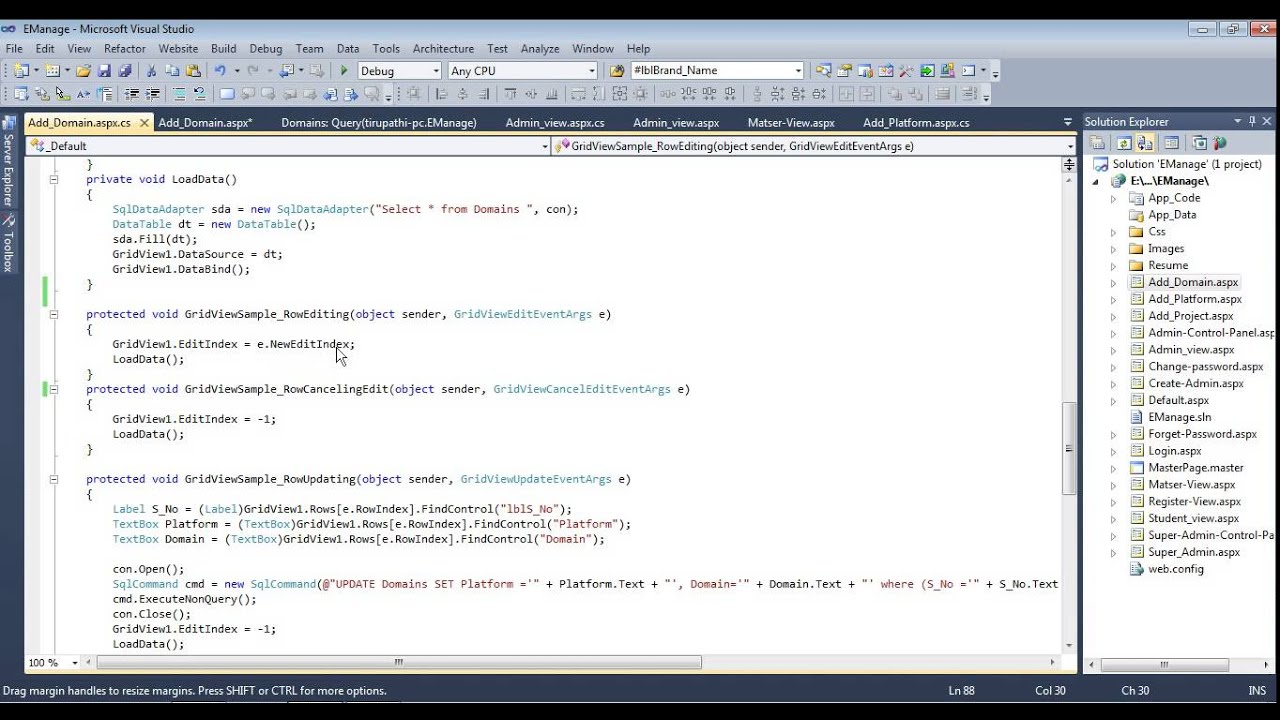 C# Code Insert Delete and Upadate Field to Gridview in ASP.NET - YouTube