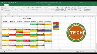 TECH011  Create a calendar in Excel that automatically updates colors by event category