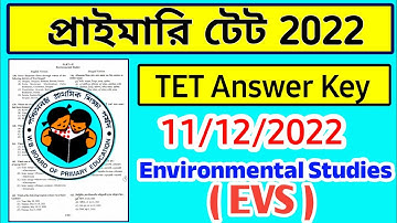 WB primary TET answer key 2022 | primary TET environmental studies answer key | EVS answer key 2022