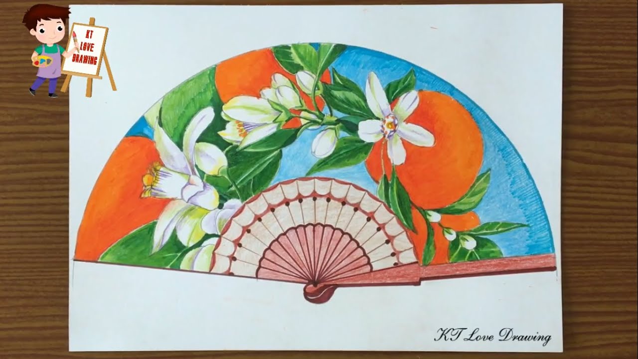 Vẽ trang trí: Trang trí quạt giấy - Mỹ thuật 8 / How to draw decorative  paper fan. - YouTube