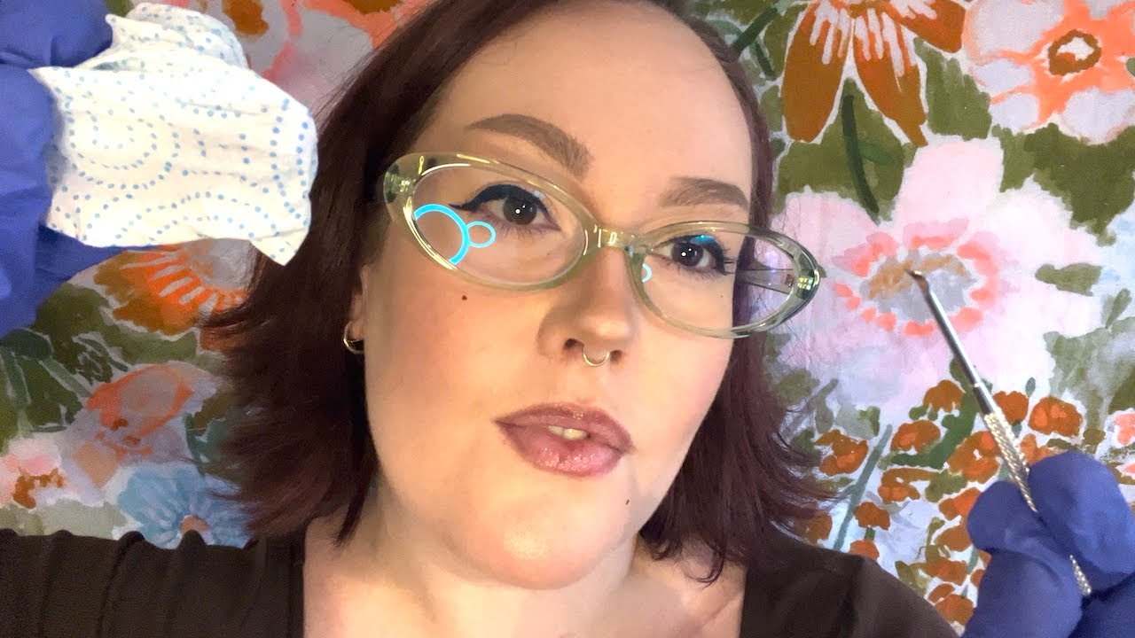 ASMR | Ear To Ear Exam And Blackhead Extraction - Palpation, Close Whispers, Otoscope, Tissue