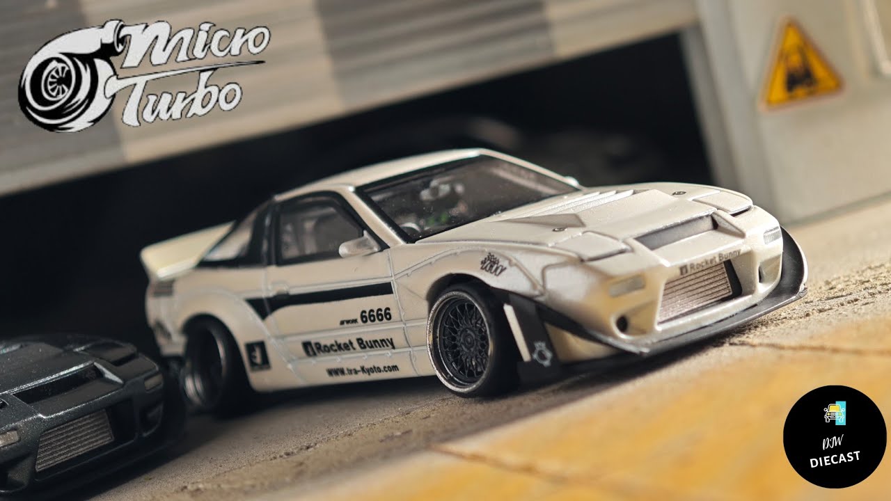 Rocket Bunny 180SX 白 Micro Turbo M018 Microturbo - 1/64 Custom 180SX Rocket Bunny - Metalic White