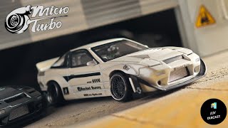 Rocket Bunny 180SX 白 Micro Turbo M018 Microturbo - 1/64 Custom 180SX Rocket Bunny - Metalic White