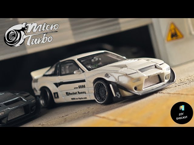 Rocket Bunny 180SX 白 Micro Turbo M018 Microturbo - 1/64 Custom 180SX Rocket Bunny - Metalic White