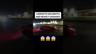 INSANE CORVETTE DRIVER NEARLY CRASHES LEAVING MEET! #fullsend #chevy #corvette #zr1 #drift #burnout