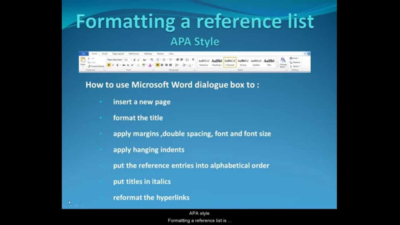 Format your reference list in APA style