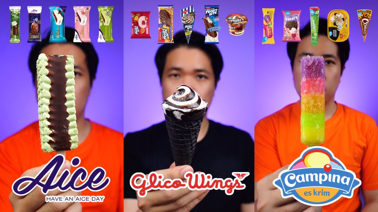 [KOMPILASI] MAKAN BERBAGAI VARIAN ES KRIM AICE, GLICO WINGS, DAN CAMPINA