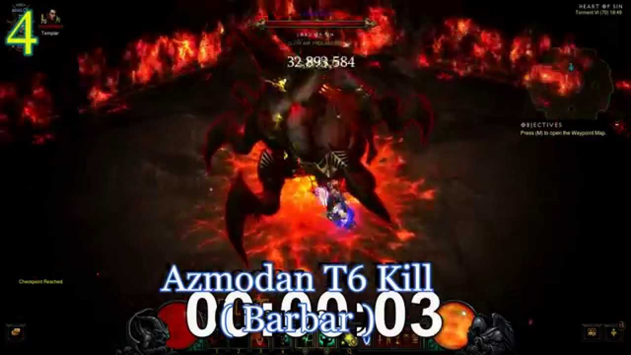 Fastkill Reihe: Barbar kills Azmodan Qual 6 in 40 Sekunden (72mil DPS)