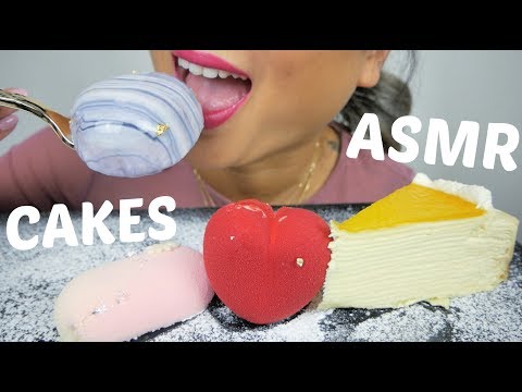 ASMR Mousse Cake & Crepe Cake | Soft Relaxing Eating Sounds | N.E Let's Eat