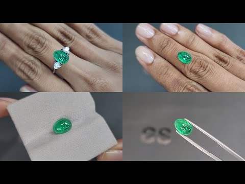 Emerald cabochon cut 1.90 carats, Russia Video  № 1
