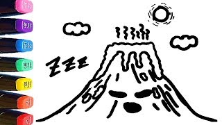Volcano Drawing Coloring Pages For Kids - Learn Colors World of Eggs