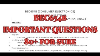 Consumer Electronics, Important questions, BEC654B, 22 scheam, 6th sem, ECE Stream