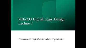 Digital Logic Design - Lecture 7