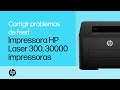Corrigir problemas de avanço de papel | Séries de impressoras HP Laser 300 e 30000