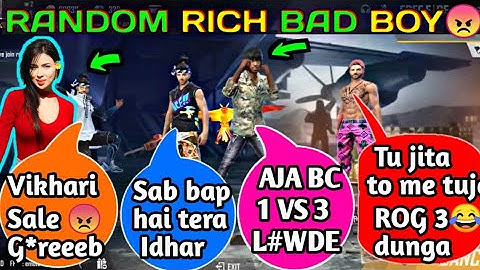 Random RICH BAD BOY Call me noob and I challenge for room 1v3 Garena Free fire | noob prank Part 10