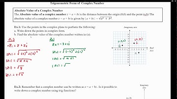 Trigonometric Form of Complex Numbers - Pre Calculus
