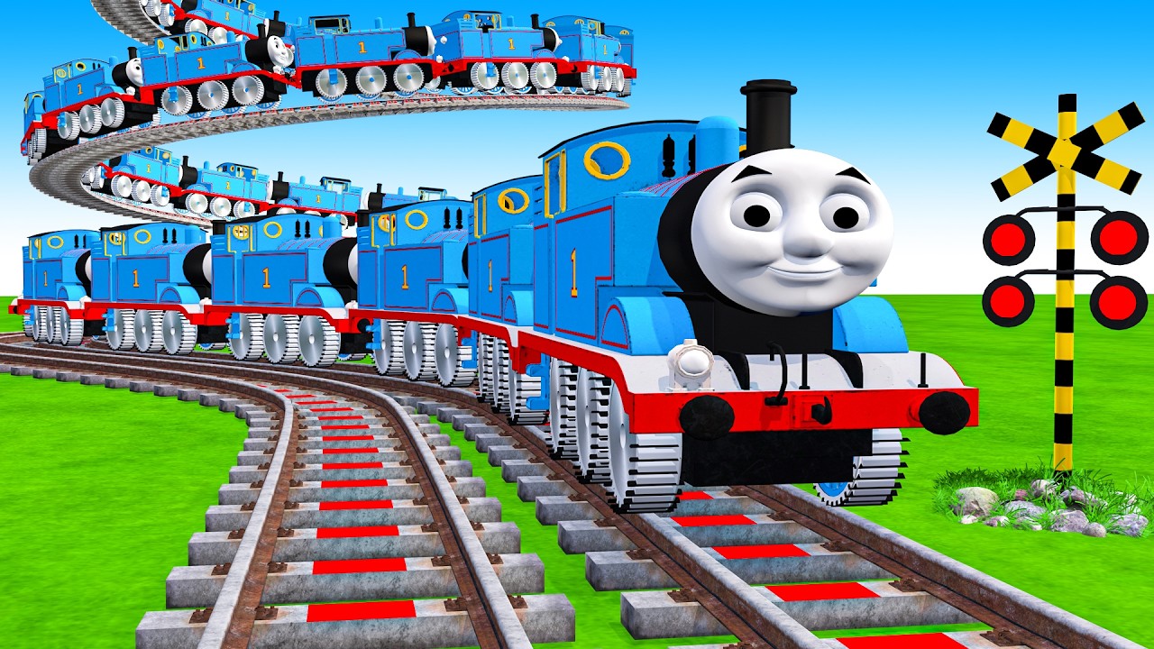 【踏切アニメ】あぶない電車 TRAIN Thomas Climping Pynamid | Railroad Crossing Animation #train #1