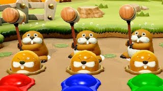 What happens when Monty Mole plays Whack-A-Mole in Super Mario Party?