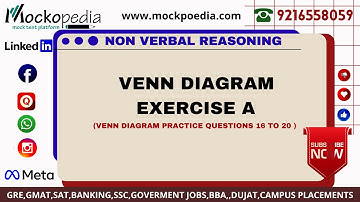 Venn Diagram Practice Q16 to 20 : MockoPedia
