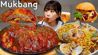 Sub)Real Mukbang- Beef Cutlet 🍽 Vongole Pasta 🍜 Burger 🍔 Highball 🥂 ASMR