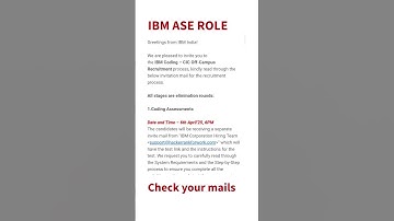 IBM Sending Exam mails for ASE ROLE #IBM #opportunities #resume #interview #freshers #coding #ase