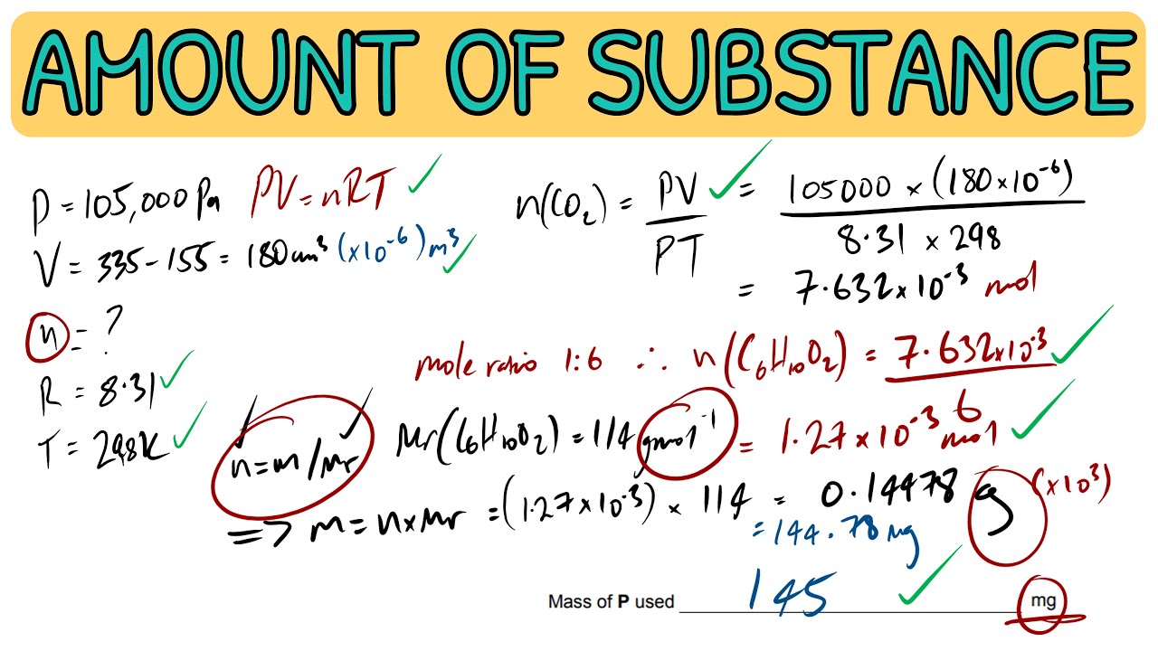 amount of substance assessed homework