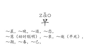 Learn Chinese with strokes, pronunciation and words (How to pronounce Chinese character 早)