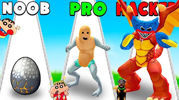 NOOB VS PRO VS HACKER IN MONSTER EGG WITH SHINCHAN & CHOP