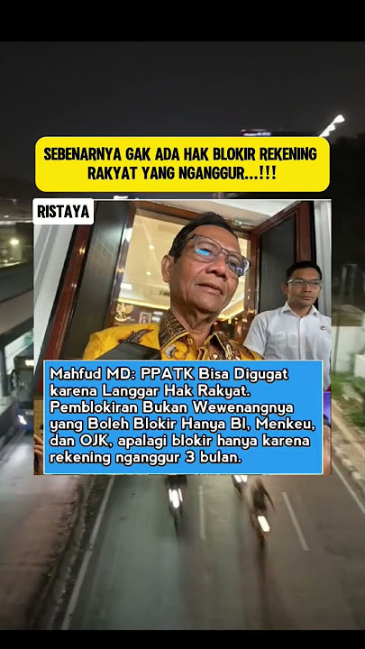 MAHFUD MD PPATK BISA DIGUGAT karena langgar hak rakyat