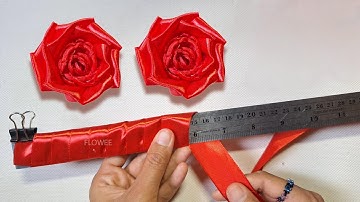 Amazing ribbon flower trick - Easy ROSES making with ruler - DIY