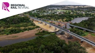 First train over the new Avon River rail bridge