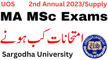 MA MSc 2nd Annual 2023 Exams Date UOS | MA MSc Supply 2023 Exams UOS | MA MSc Exams UOS