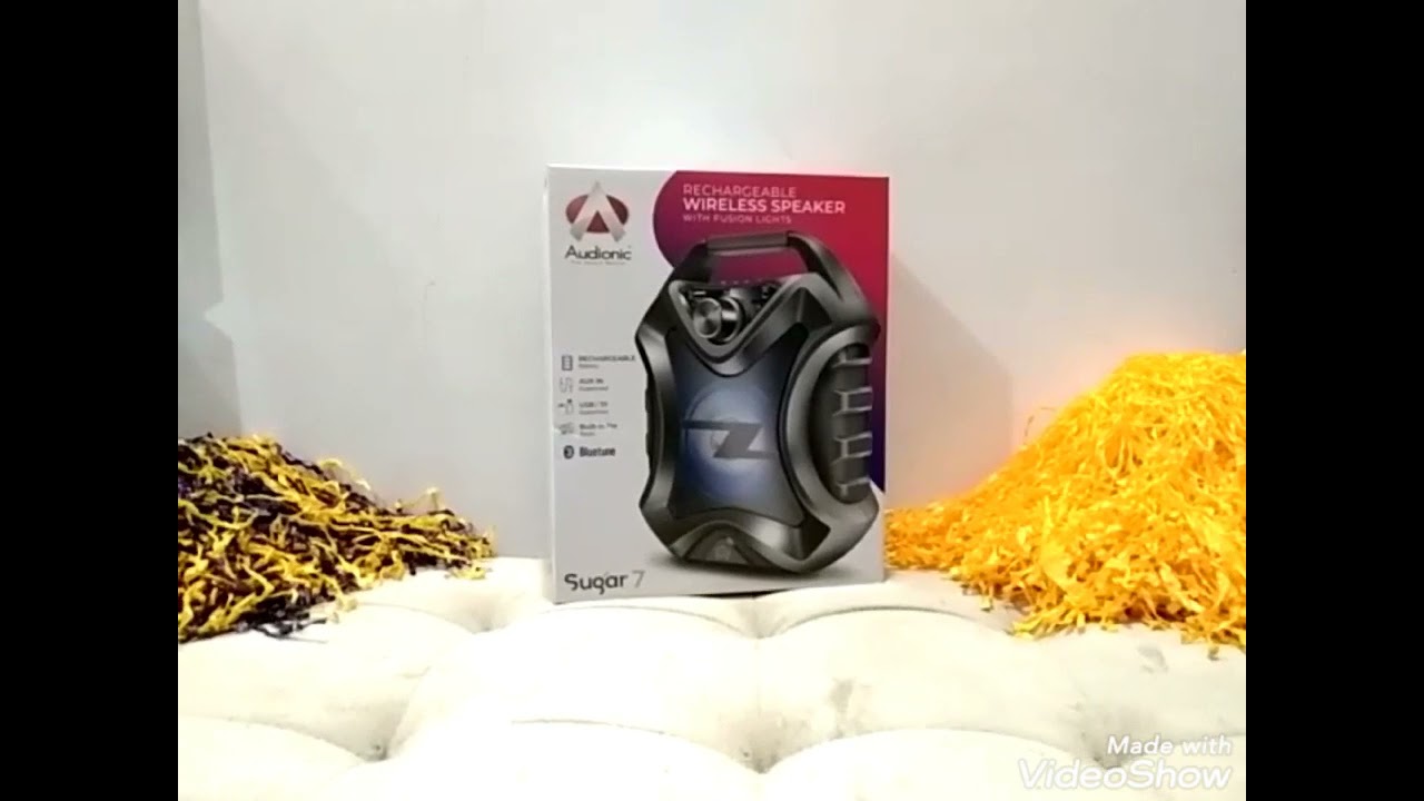 Audionic Sugar 7 Portable Bt Speaker, Easy To Carry With Fusion Light Low Price ( 