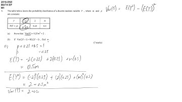 DSE maths M1 2018 #04 expected value variance