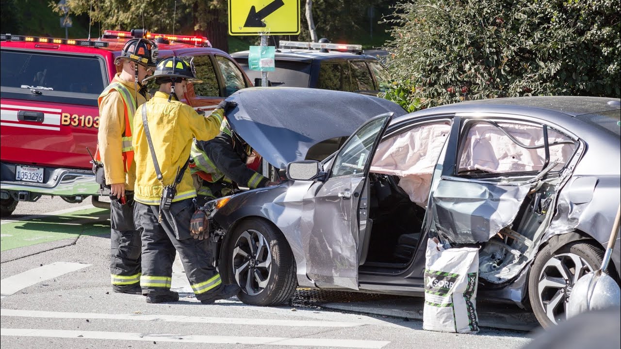 Fire Trucks Responding Code 3 & On Scene of a Vehicle Accident - YouTube