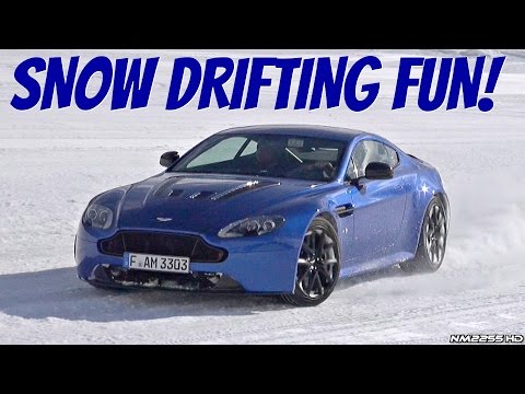 Aston Martin V12 Vantage S Having Fun in the Snow!