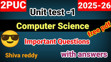 2nd puc computer science important questions for unit test 1 formative ksesb 2025 karnataka