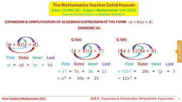 Lesson # 14JC   Expansion & Factorisation, Mathematics D2 JC,PSC,SC   Chapter 3, by Zahid Hussain